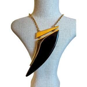 Maiyet Large Horn Pendant Black & Gold Handmade Necklace